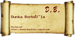 Dunka Borbála névjegykártya