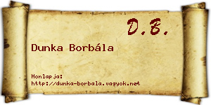 Dunka Borbála névjegykártya